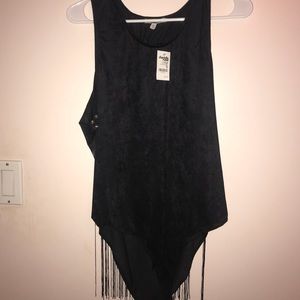 Charlotte Russe Fringe Open-Back Body Suit XL NWT